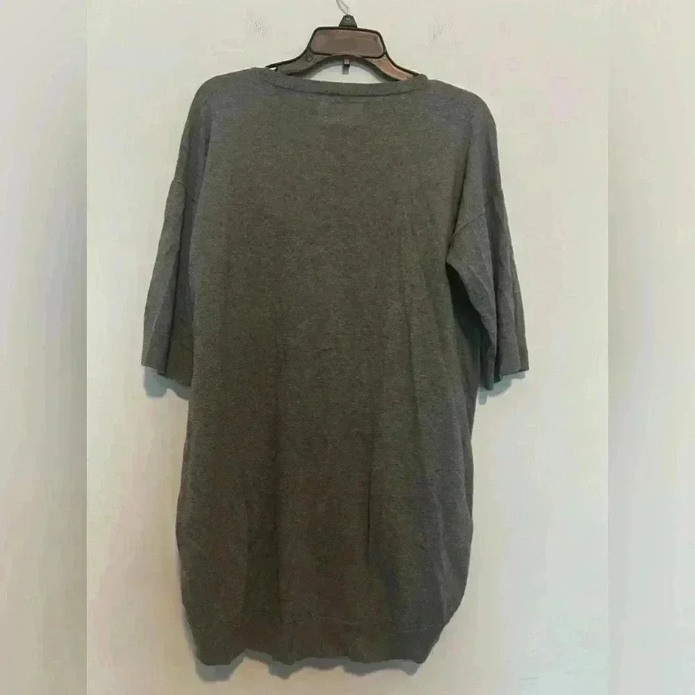 Lafayette 148 Gray Tunic/Blouse 3/4 Sleeve Cashmere/Cotton Size M - Picture 5 of 5